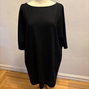 COS dolman sleeve wedge shaped mini dress in black wool/spandex